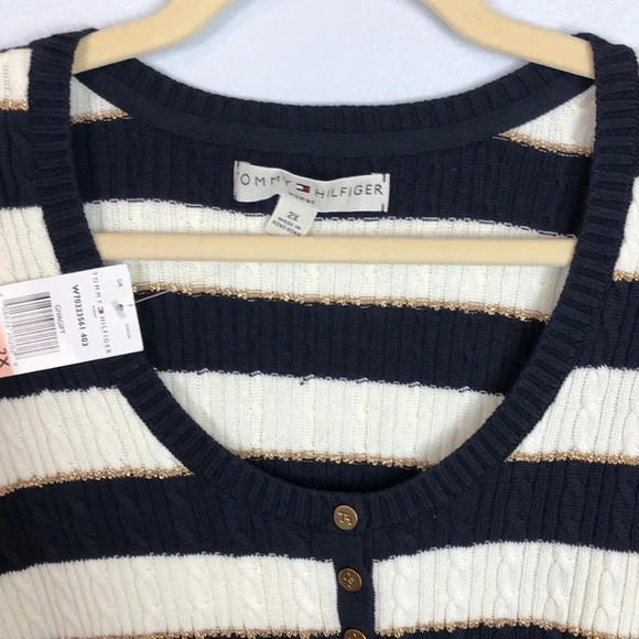 NWT Tommy Hilfiger Striped V-Neck Pullover Sweater‎ Size 2X - Picture 4 of 9